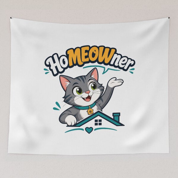 Item preview, Home MEOWner Welcoming Cat on Roof - Cute Housewarming & New Homeowner Gift designed and sold by BearLoveDesign.
