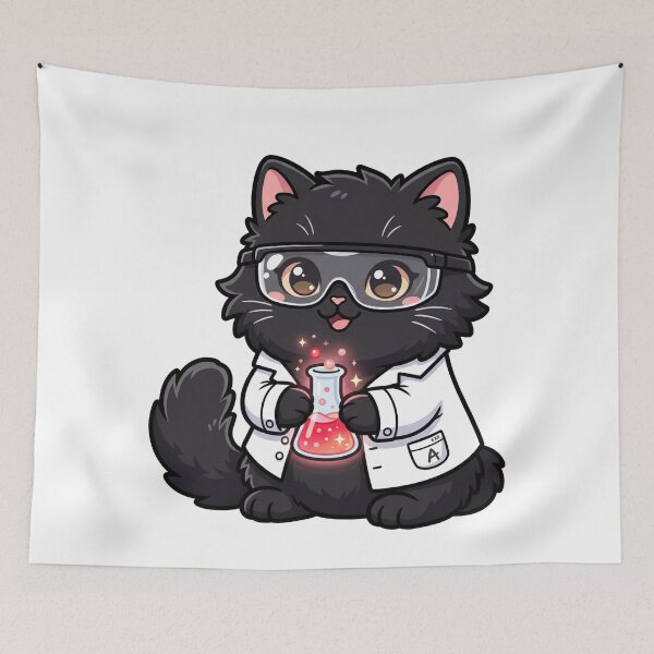 Item preview, Cute Kawaii Black Cat Scientist Chemistry Lab Flask Goggles Aesthetic designed and sold by mood-draftsman.