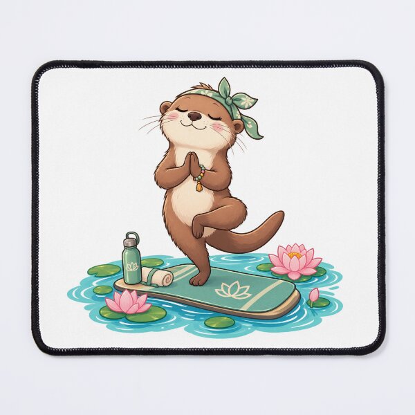 Item preview, Cute Otter Practicing Yoga on Mat designed and sold by ArtNova17.