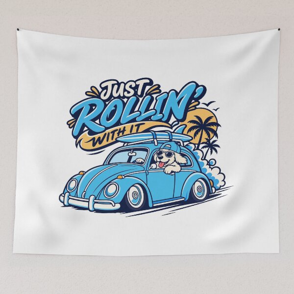 Item preview, Just Rollin' With It – Retro Surf Dog Classic Car Summer designed and sold by tindian.