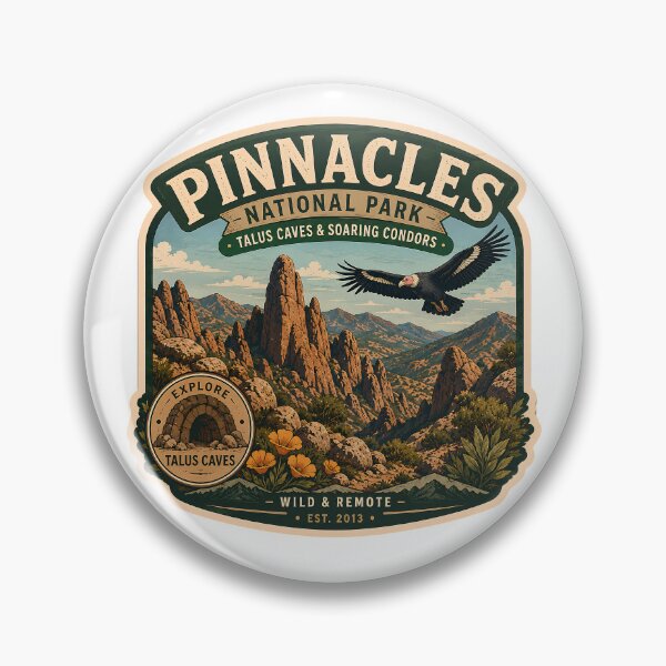 Item preview, Pinnacles National Park California Soaring Condor Vintage Badge designed and sold by LittleArij.