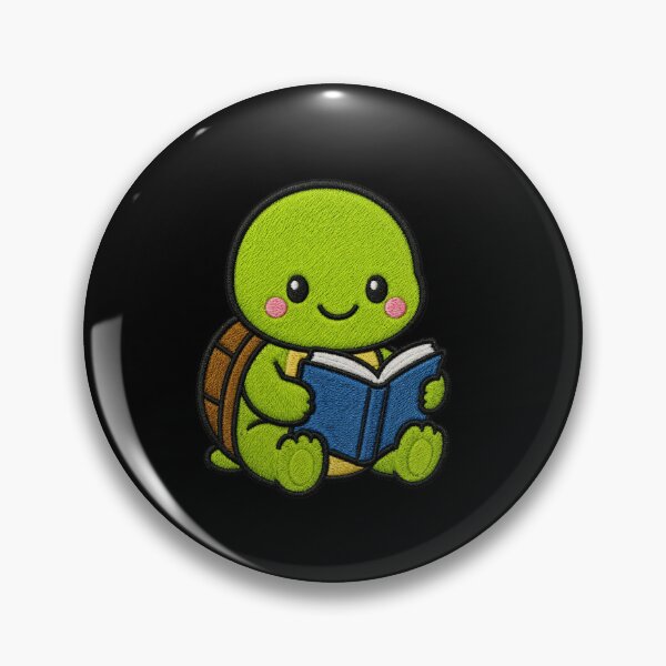 Item preview, Cute Turtle Reading Book Embroidery Patch designed and sold by ColorSplash123.