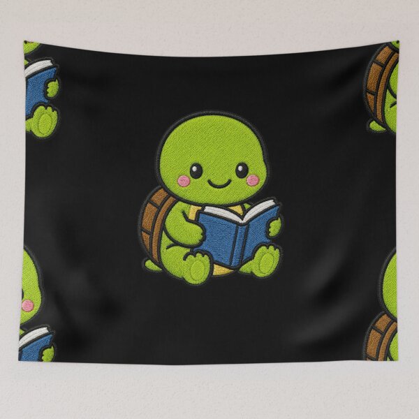 Item preview, Cute Turtle Reading Book Embroidery Patch designed and sold by ColorSplash123.