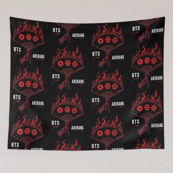 Item preview, ARIRANG Korean Traditional Fan Design with Red Flame Logo designed and sold by thefirstbroo.