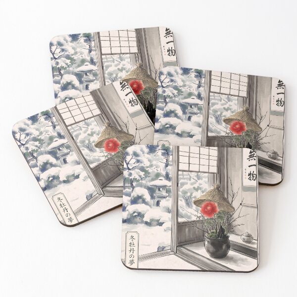 Item preview, Sumi-e Winter Peony Snowy Garden Art designed and sold by conohitoAI-ArtGallery.