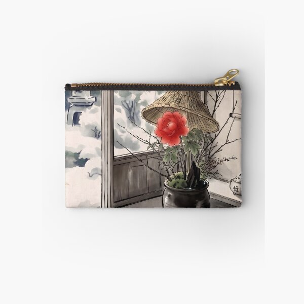 Item preview, Sumi-e Winter Peony Snowy Garden Art designed and sold by conohitoAI-ArtGallery.