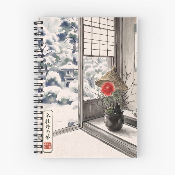 Item preview, Sumi-e Winter Peony Snowy Garden Art designed and sold by conohitoAI-ArtGallery.