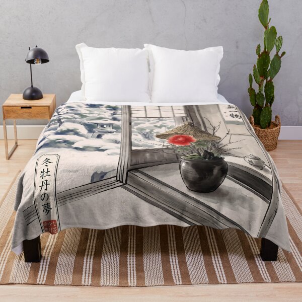 Item preview, Sumi-e Winter Peony Snowy Garden Art designed and sold by conohitoAI-ArtGallery.