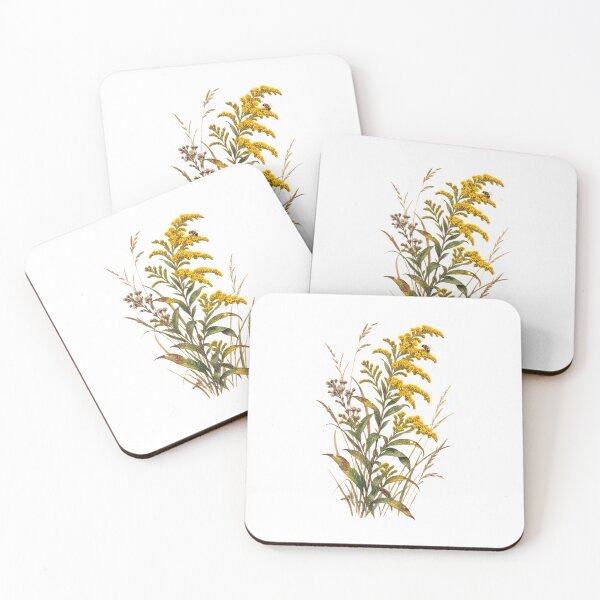 Item preview, Goldenrod & Native Bee | Late Summer Wildflower Art designed and sold by SusanSweetArt.