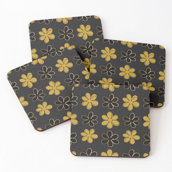 Item preview, Retro Gold and Black Floral Pattern designed and sold by ITCHAWAWAA.