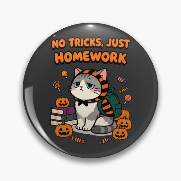 Item preview, No Tricks Just Homework Halloween Cat T-shirt. designed and sold by Nuttajak.