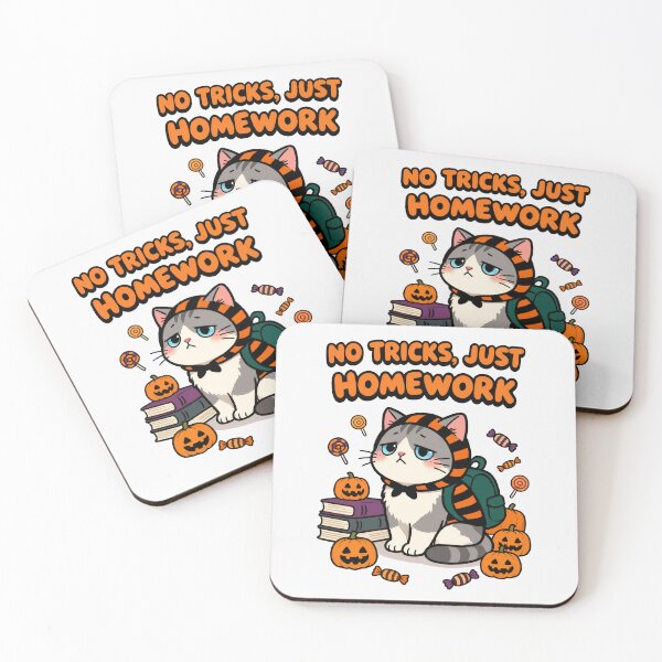 Item preview, No Tricks Just Homework Halloween Cat T-shirt. designed and sold by Nuttajak.