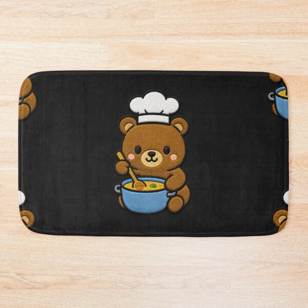 Item preview, Cute Bear Cooking Kawaii Embroidery Patch designed and sold by ColorSplash123.