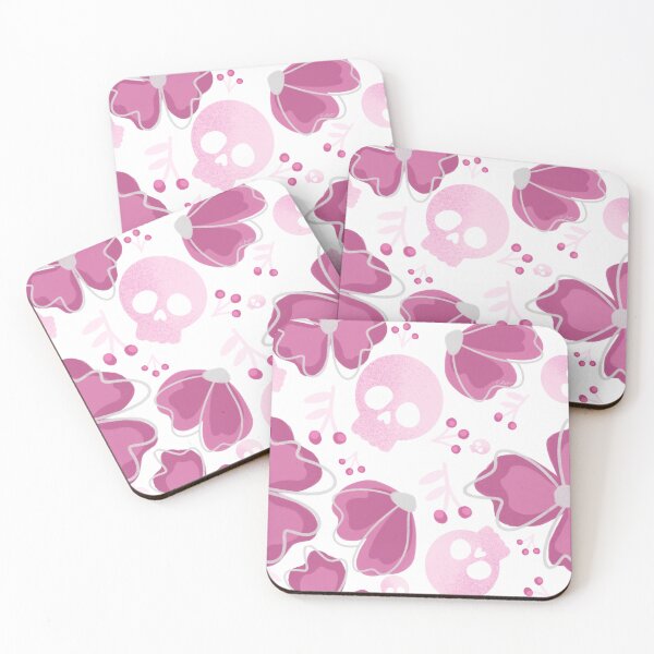 Item preview, Pink Skulls in Wildflower Meadow on white designed and sold by studioaudrea.