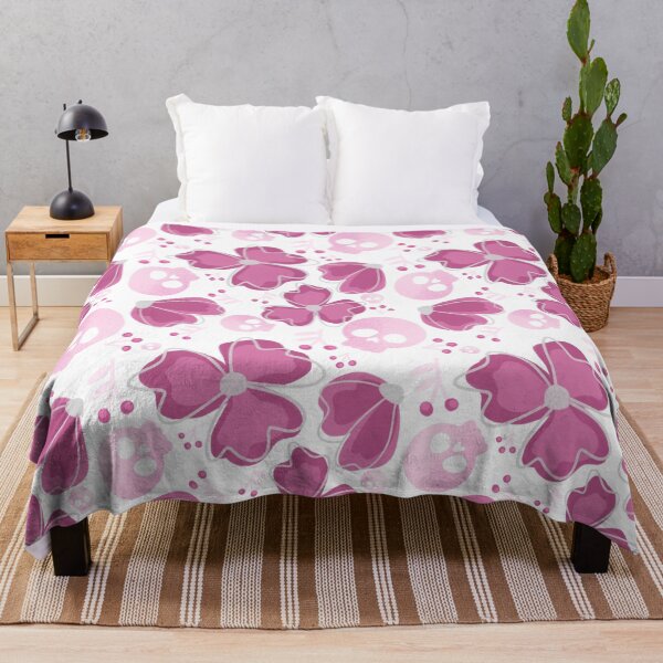 Item preview, Pink Skulls in Wildflower Meadow on white designed and sold by studioaudrea.