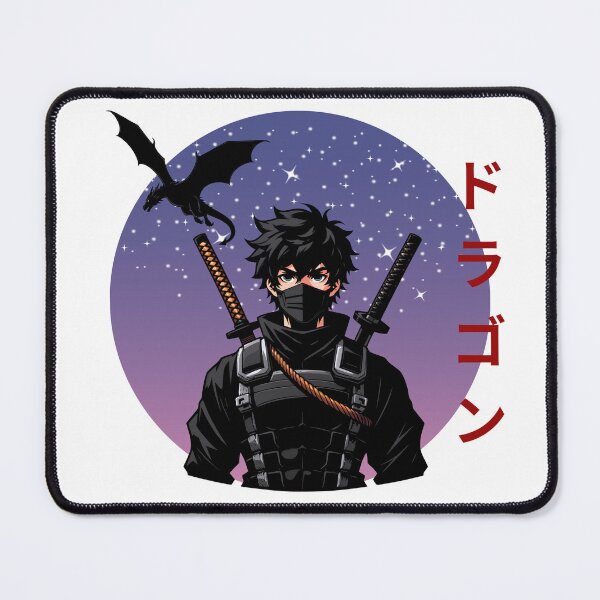 Item preview, Ninja and dragon shadow against the night sky designed and sold by DOMANGA.