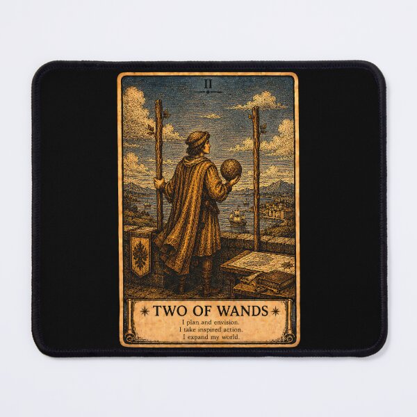 Item preview, Two of Wands Tarot Card - Mystical Vision & Possibilities Art designed and sold by ArcanaAbsolute.