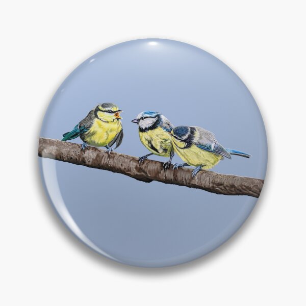 Item preview, Blue Tits sitting on a branch - twittering birds designed and sold by IslesArt.