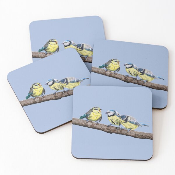 Item preview, Blue Tits sitting on a branch - twittering birds designed and sold by IslesArt.