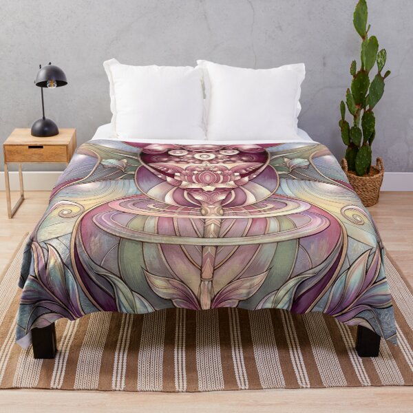 Item preview, Ethereal Rose and Gold Pastel Fractal Mandala designed and sold by Frackxion.