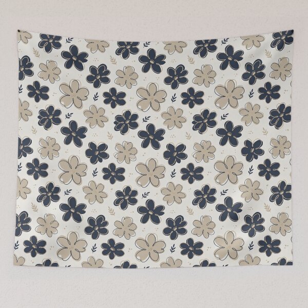 Item preview, Navy blue and warm sand Floral Pattern designed and sold by ITCHAWAWAA.