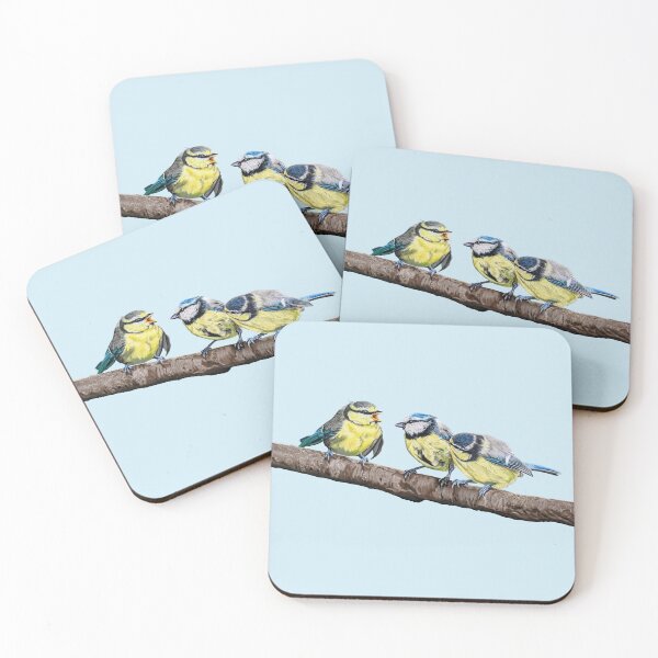 Item preview, Blue Tits sitting on a branch - twittering birds designed and sold by IslesArt.