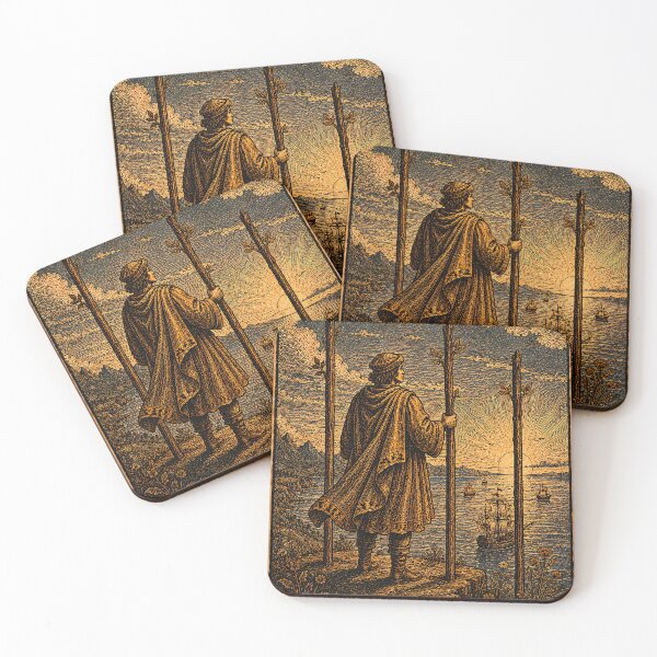 Item preview, Three of Wands Tarot Card - Vintage Mystical Divination Art  designed and sold by ArcanaAbsolute.
