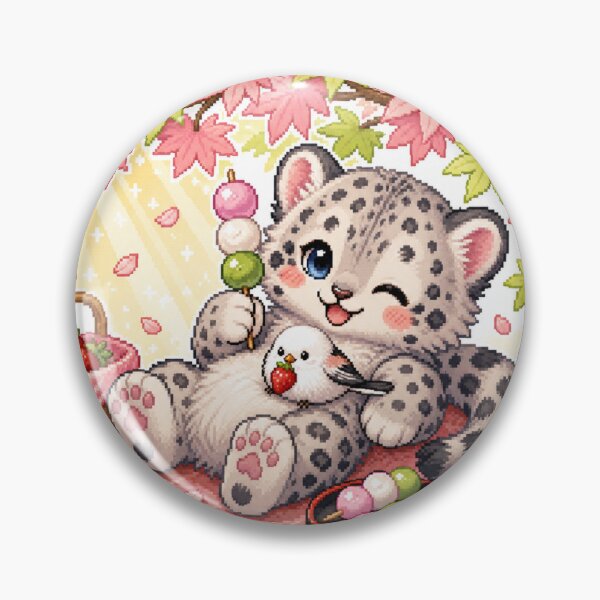 Item preview, Cozy Spring Maple Picnic Snow Leopard and Bird designed and sold by CozyPixel-J.