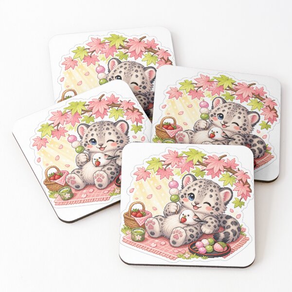 Item preview, Cozy Spring Maple Picnic Snow Leopard and Bird designed and sold by CozyPixel-J.