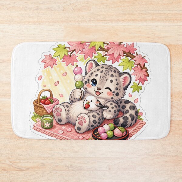 Item preview, Cozy Spring Maple Picnic Snow Leopard and Bird designed and sold by CozyPixel-J.