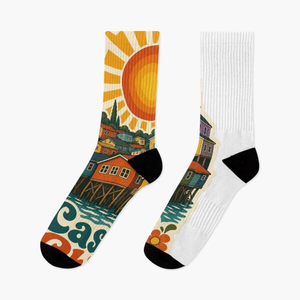 Item preview, Castro Chiloe Chile Travel Souvenir - Retro Illustration designed and sold by VisualArtsOasis.