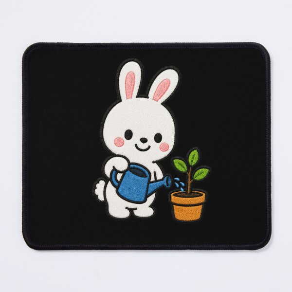 Item preview, Cute Bunny Watering Plants Kawaii Embroidery Patch designed and sold by ColorSplash123.