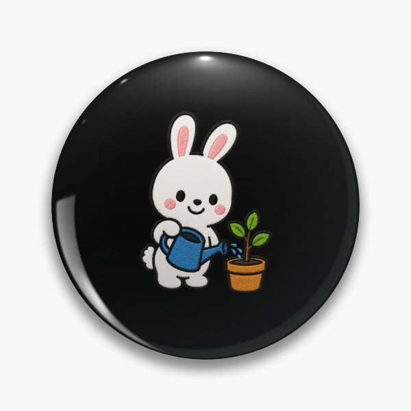 Item preview, Cute Bunny Watering Plants Kawaii Embroidery Patch designed and sold by ColorSplash123.