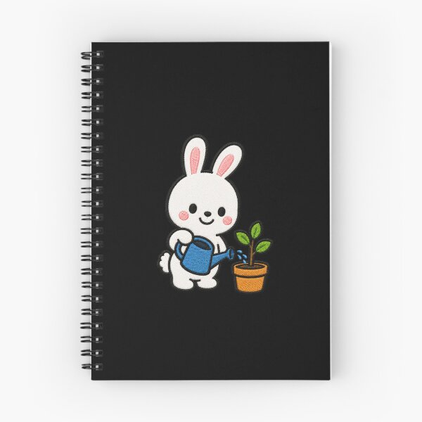 Item preview, Cute Bunny Watering Plants Kawaii Embroidery Patch designed and sold by ColorSplash123.