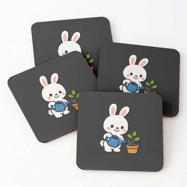Item preview, Cute Bunny Watering Plants Kawaii Embroidery Patch designed and sold by ColorSplash123.