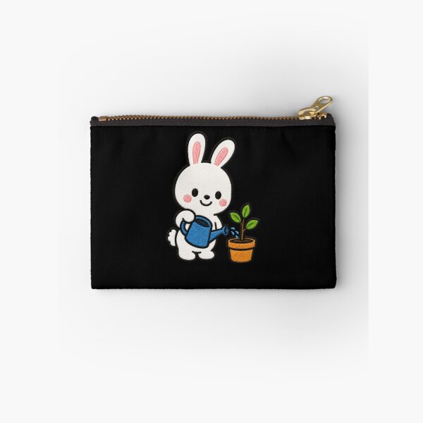 Item preview, Cute Bunny Watering Plants Kawaii Embroidery Patch designed and sold by ColorSplash123.