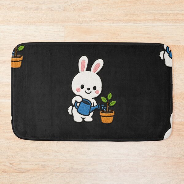 Item preview, Cute Bunny Watering Plants Kawaii Embroidery Patch designed and sold by ColorSplash123.