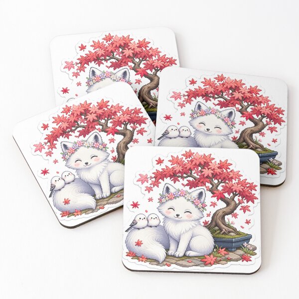 Item preview, Peaceful Arctic Fox and Red Maple Bonsai designed and sold by CozyPixel-J.