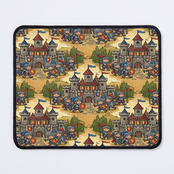 Item preview, Cartoon castle and knight interlocking pattern designed and sold by Solomon-Ent-144.