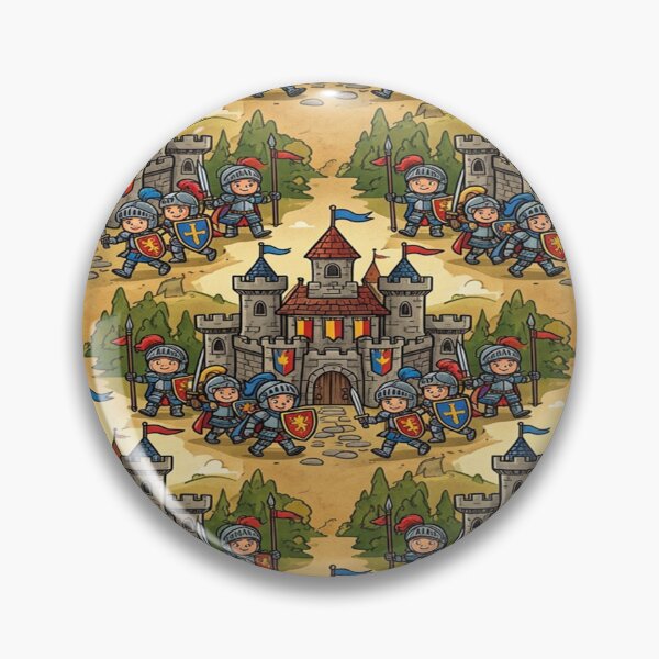 Item preview, Cartoon castle and knight interlocking pattern designed and sold by Solomon-Ent-144.