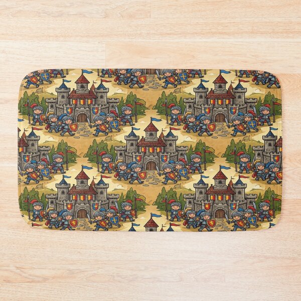 Item preview, Cartoon castle and knight interlocking pattern designed and sold by Solomon-Ent-144.