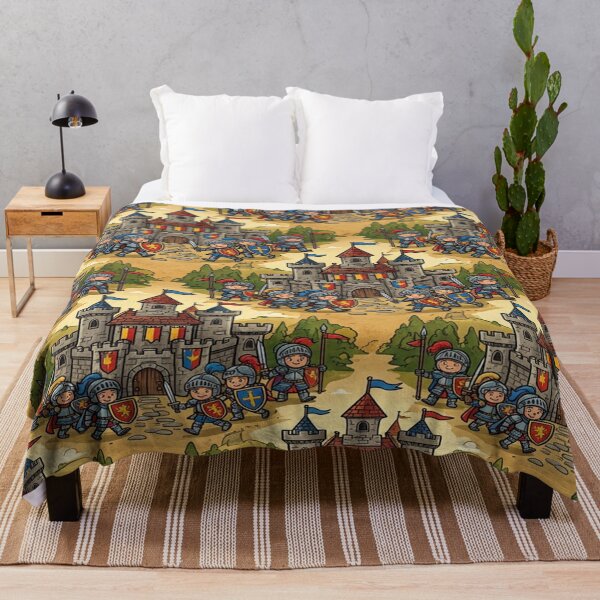 Item preview, Cartoon castle and knight interlocking pattern designed and sold by Solomon-Ent-144.