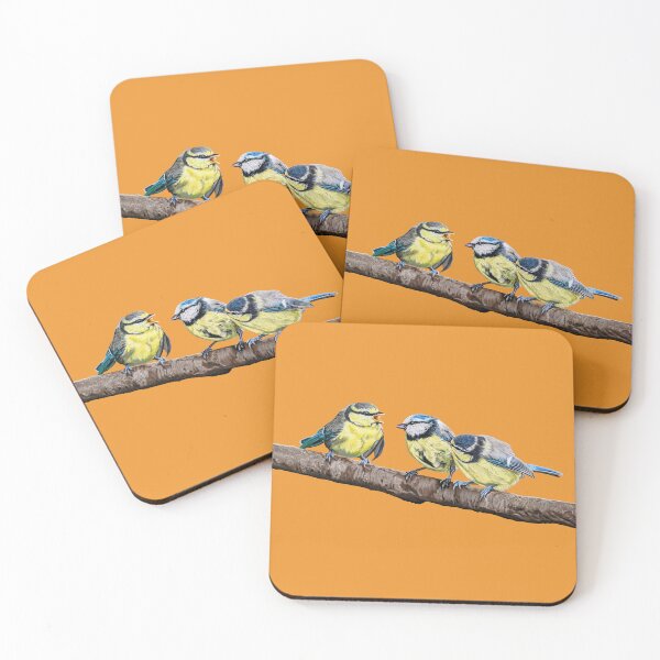 Item preview, Blue Tits sitting on a branch - twittering birds designed and sold by IslesArt.