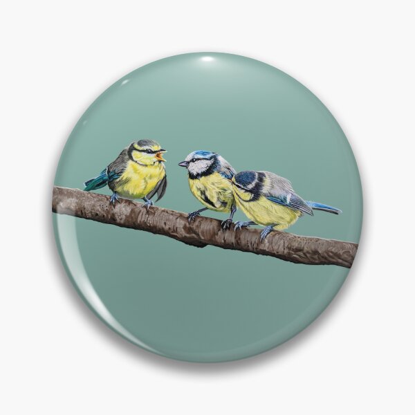 Item preview, Blue Tits sitting on a branch - twittering birds designed and sold by IslesArt.