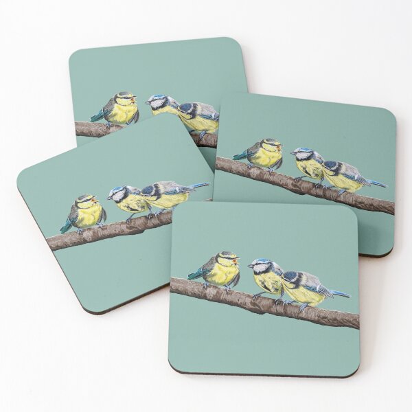 Item preview, Blue Tits sitting on a branch - twittering birds designed and sold by IslesArt.