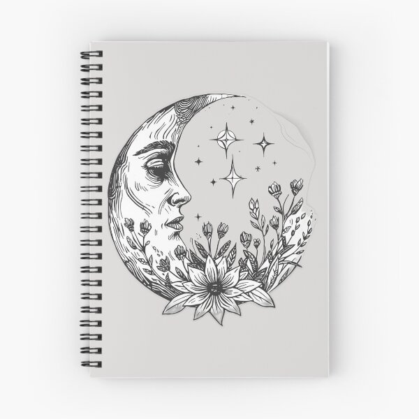 Item preview, Celestial Moon and Wildflowers Line Art designed and sold by NovaPrintLab92.