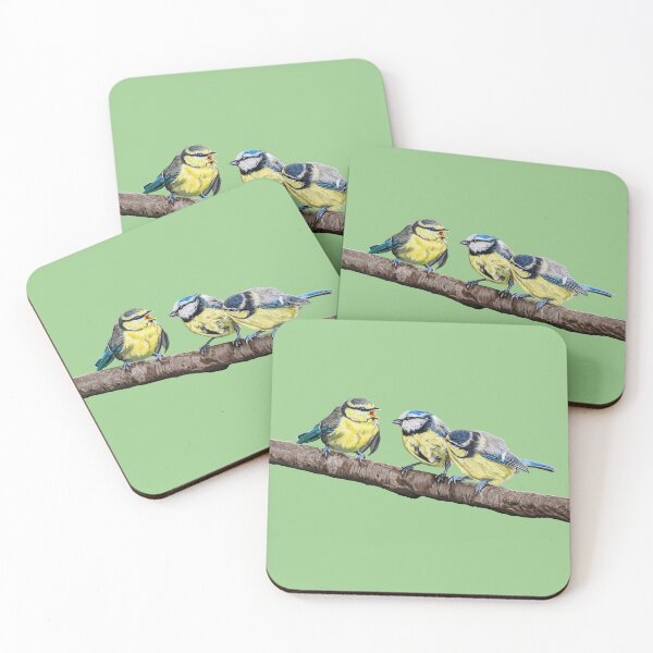 Item preview, Blue Tits sitting on a branch - twittering birds designed and sold by IslesArt.