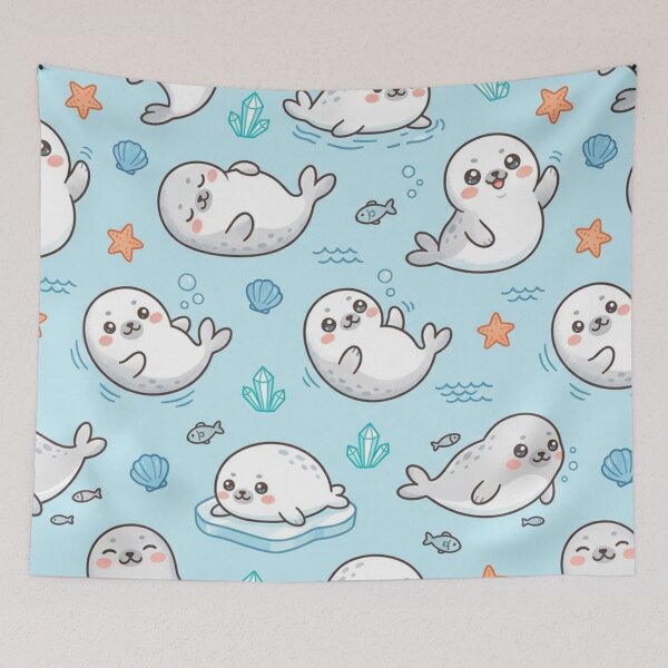 Item preview, Cute Baby Seal Ocean Pattern designed and sold by lungpleecha.