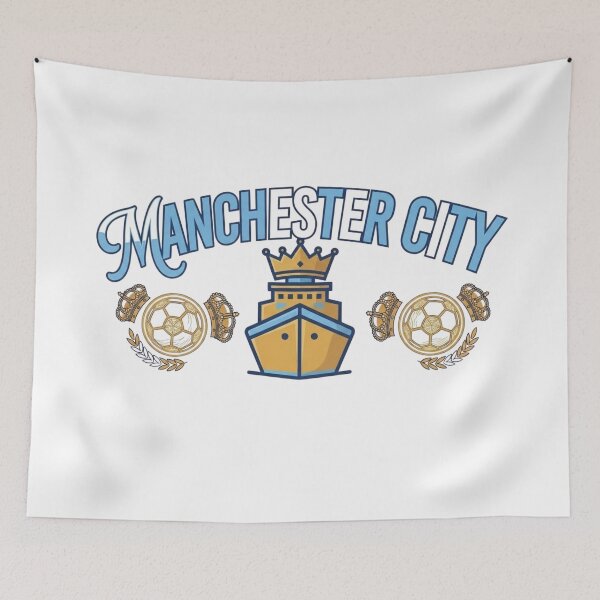 Item preview, Manchester Blue Champions Golden Crown Football Graphic designed and sold by annaarthk.