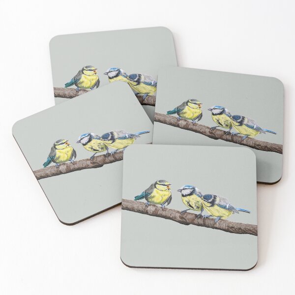 Item preview, Blue Tits sitting on a branch - twittering birds designed and sold by IslesArt.